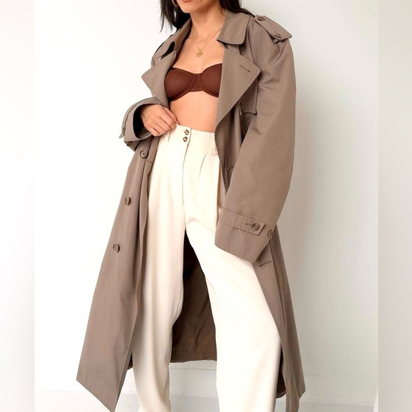 Vintage Brem Rainwear Taupe Tan Trench Raincoat w/ Button Liner - Picture 6 of 16